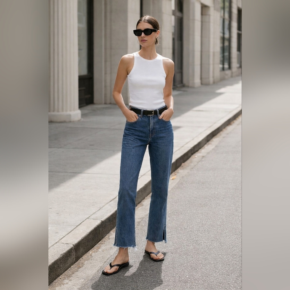Sunday Best Straight Leg Jeans in Medium Blue